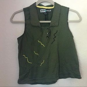 Womens M Green/Black Stripped Blouse by Jamie S